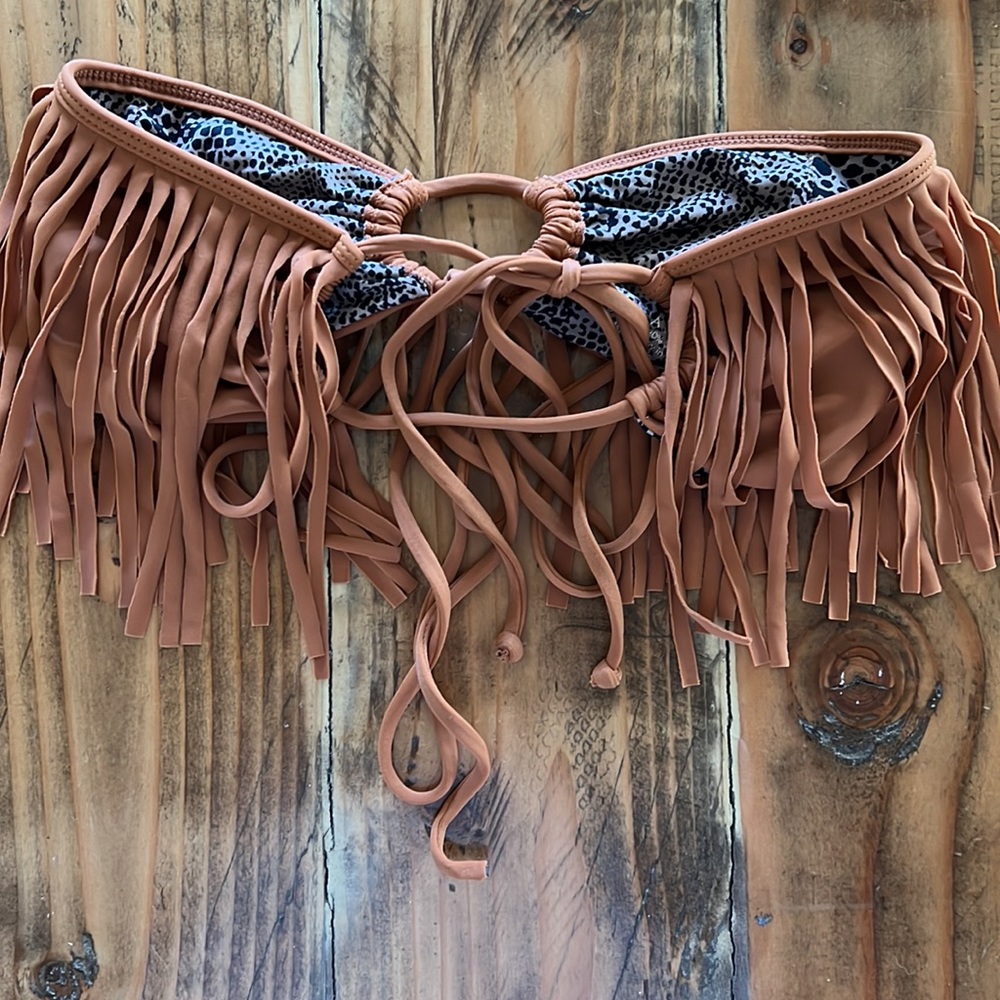 ACACIA Swimwear Fringe Bikini Top Medium - Picture 2 of 3